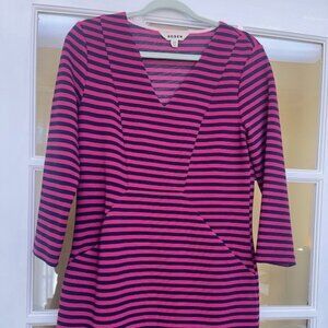 BODEN BRONTE OTTOMAN DRESS IN CHERRY AND NAVY STRIPE